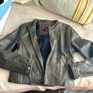 Frye Distressed Leather Biker Jacket Size M